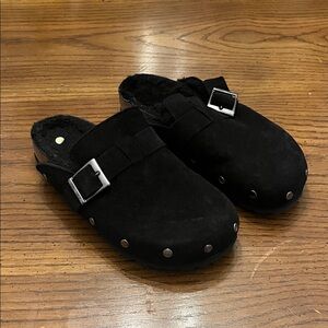 Saint‎ + Sofia Black Suede Clogs with Buckle, size 9